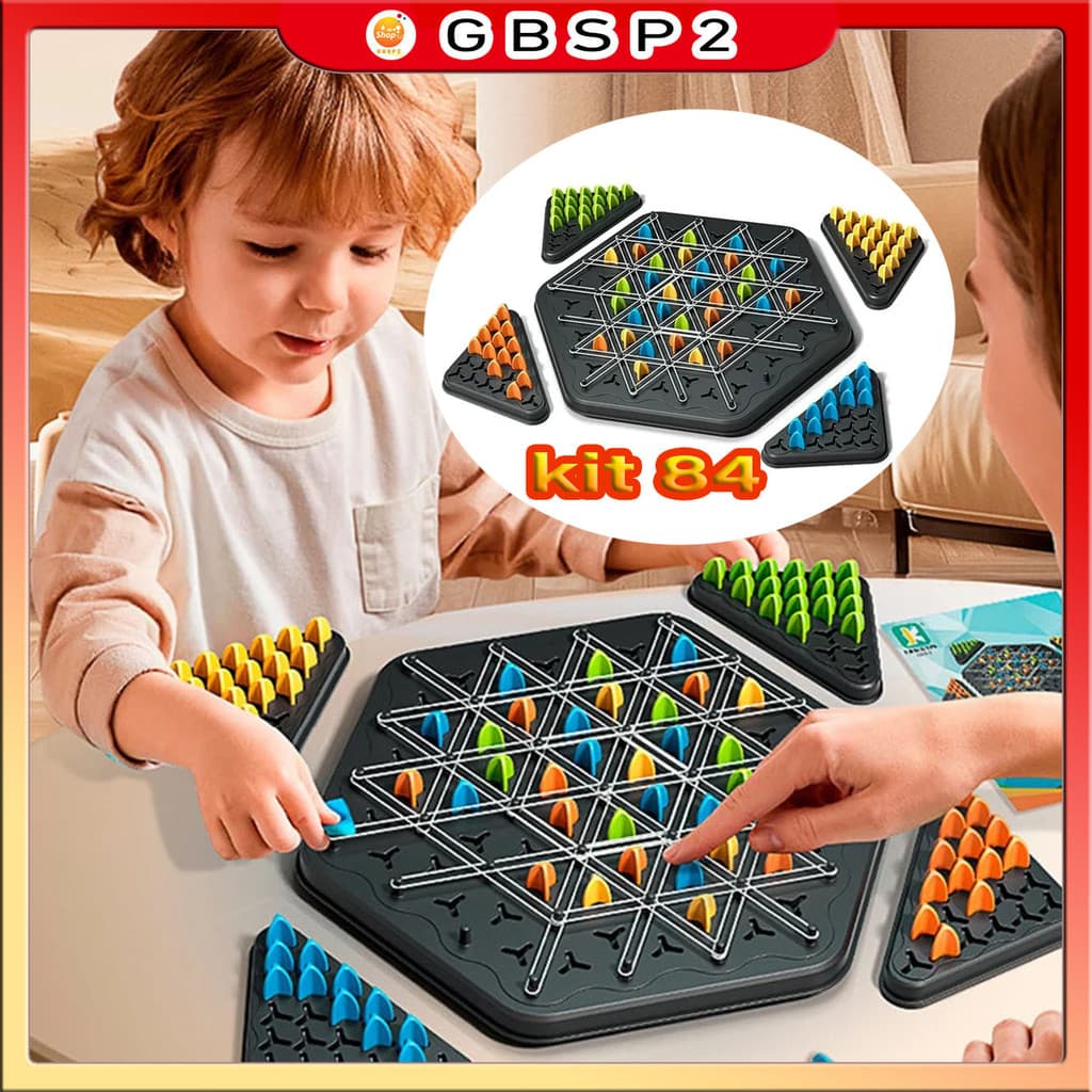 Kit84 Pcs Brinquedo Geometria Cadeia Xadrez Puzzle Triângulo