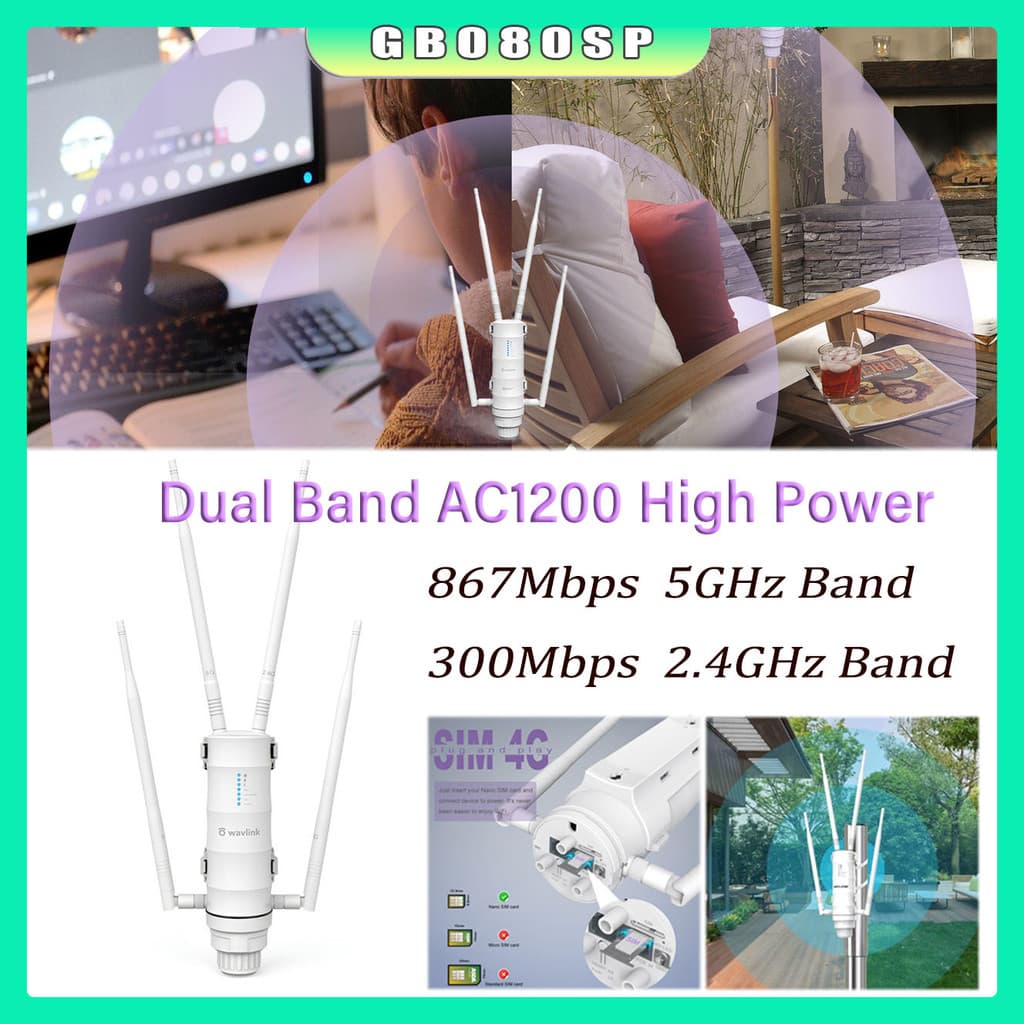 Roteador Outdoor Ac1200mbps Alta Potência À Prova Dágua Wifi Externo Longo Alcance Mais Rápido e potente