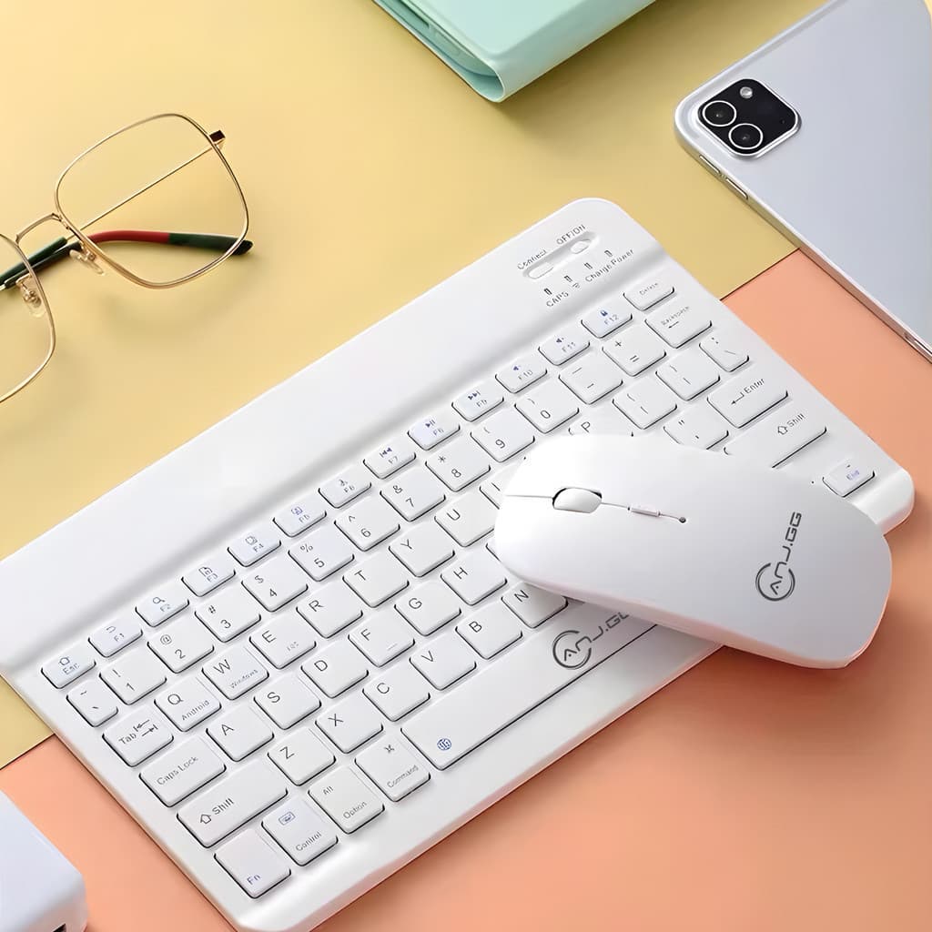 Teclado Bluetooth Sem Fio Portátil Compatível com Celular Tablet Notebook Conexão Rápida