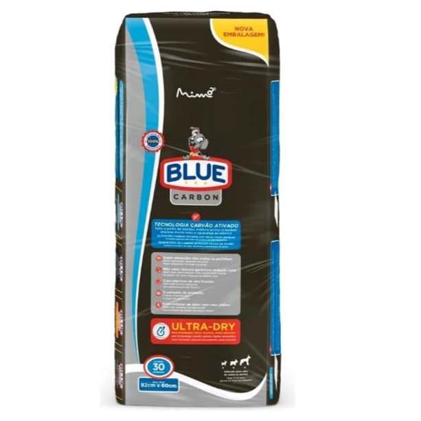 Tapete Higiênico Para Cães Blue Carbon Carvão Ativado com 30 Unidades Tamanho 82x60 cm