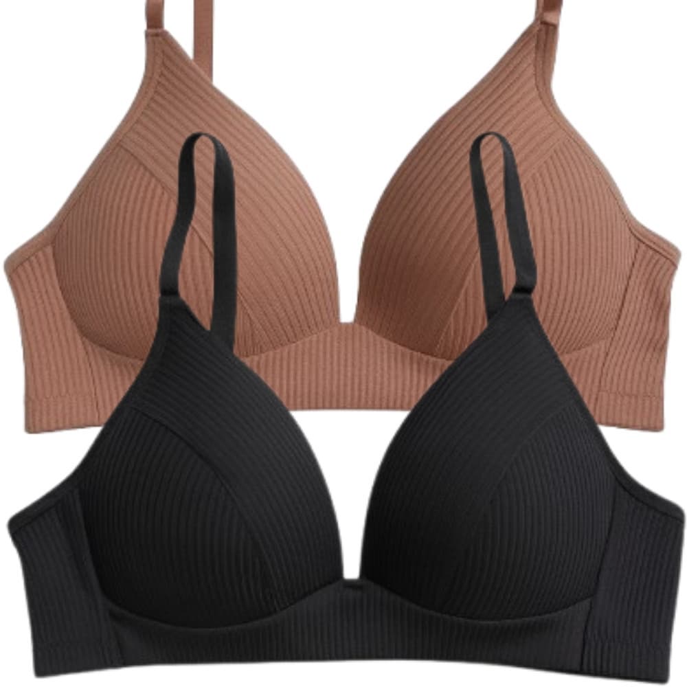 Kit 2 Sutiã Com Bojo Soft Feminino Top Canelado Sem Aro Molinho Macio Sustentação Lingerie Conforto