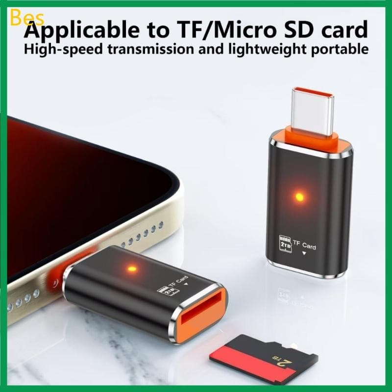 Leitor Cartão Bes USB Type C TFs USB2 0 MicroSDs Adaptador OTG Para Telefone