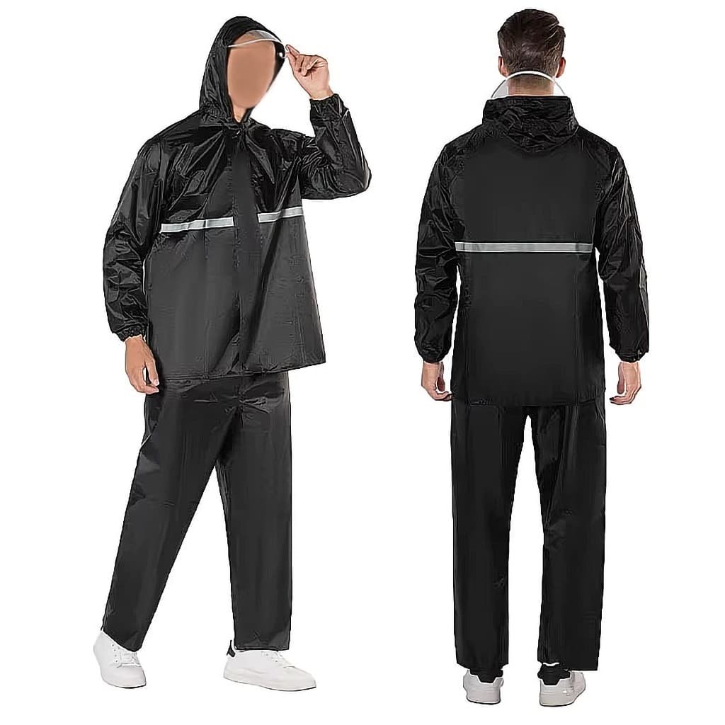 Conjunto Capa Chuva Jaqueta grosso Com Capuz e calça  Pvc Impermeável Motoqueiro - A846