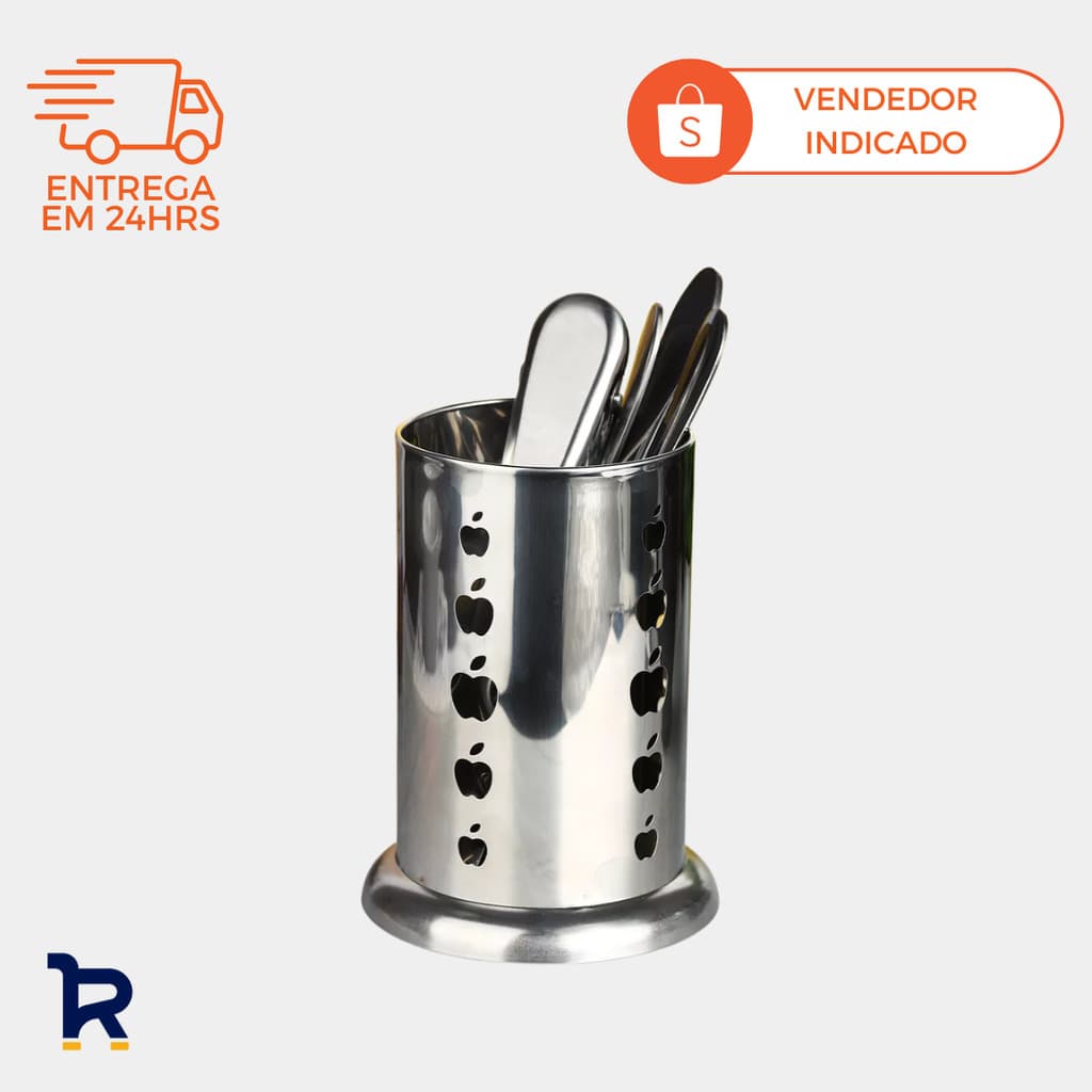 Porta Talheres Escorredor Inox Vazado 16x10cm Pia Cozinha Aço Inoxidável Organizador Resistente