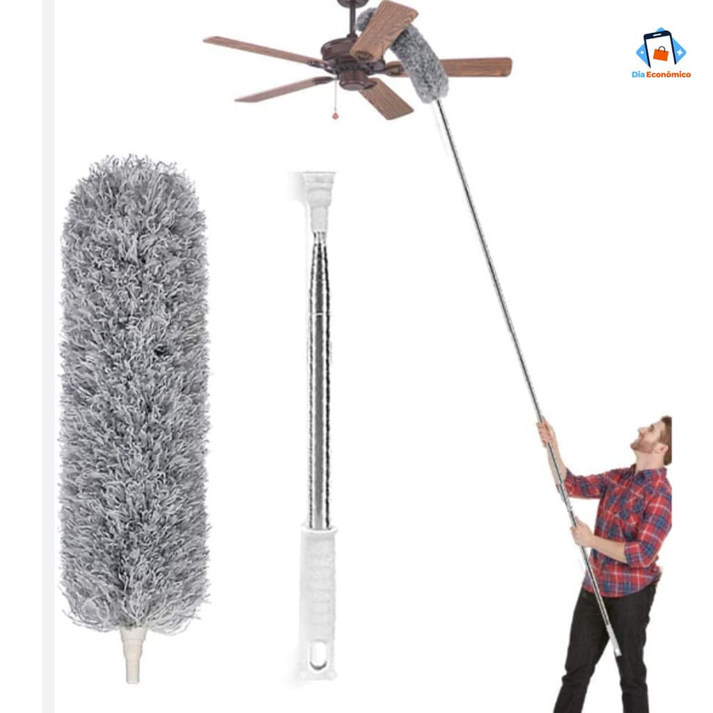 Espanador Telescópico Profissional 280cm – Pó para Teto, Ventilador de Teto e Lustres