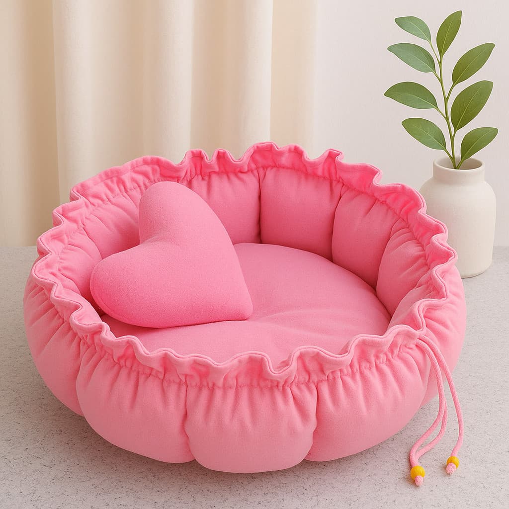 Caminha Redonda com Almofada de Coração Cama Pet Londres