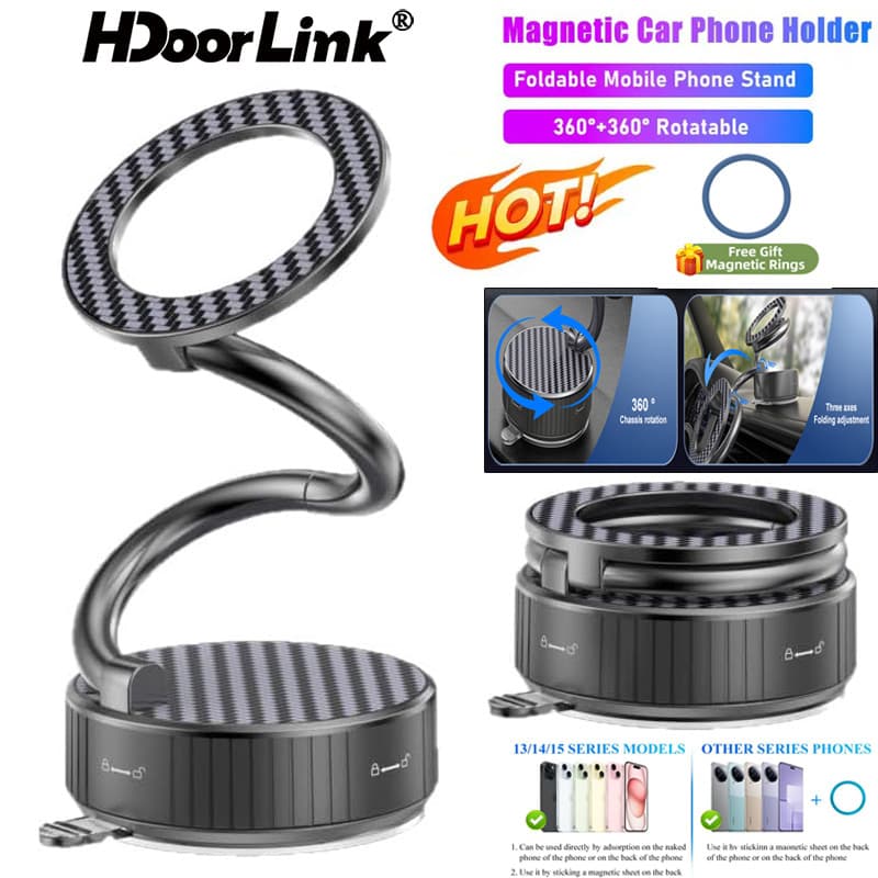 Suporte Magnético Atualizado Para Telefone HdoorLink 360 ° De Dobrável Ajustável Com Ventosa Carro/Academia/Espelho