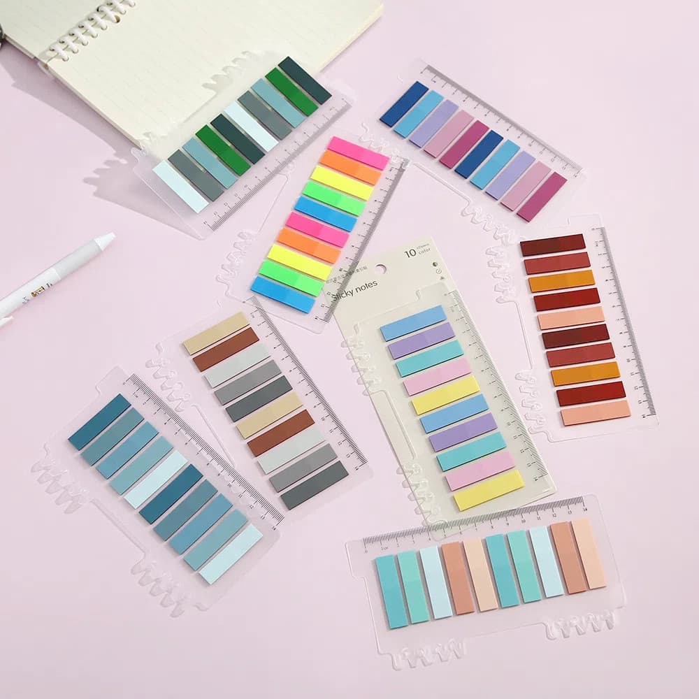 200 Folhas/pc Classificação Do Estudante Em Cores Morandi Índice Adesivo Pasta Fluorescente Chumbo Cor Transparente Post