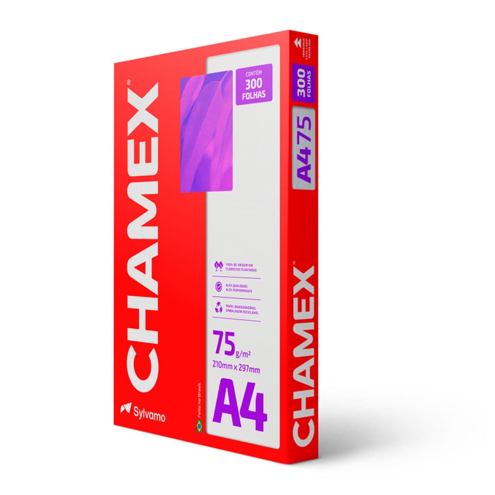 Papel sulfite A4 75g 210x297 com 300 folhas Chamex
