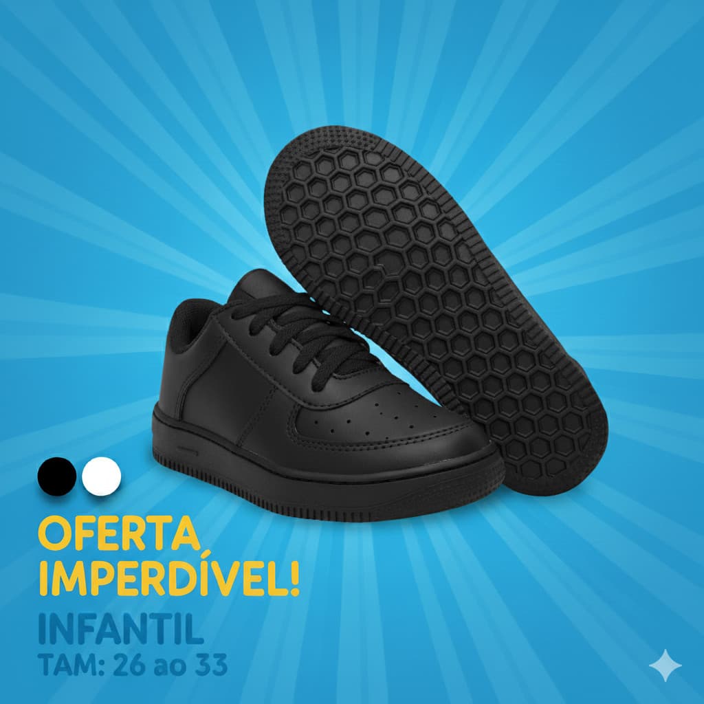 Tênis Infantil Casual Escolar Unissex Leve Confortável Macio Numeração 26 a 33 Oferta Envio Imediato