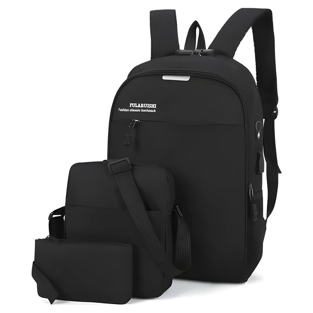 kit mochila 3 em 1 estojo escolar escritório notebook reforçada grande