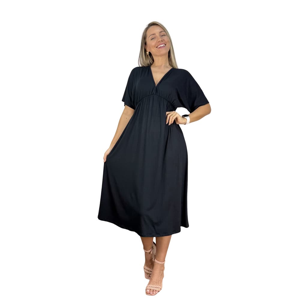 Vestido Manga Morcego Midi Premium Amamentação Gestante Casual Gravida Parto Maternidade Soltinho