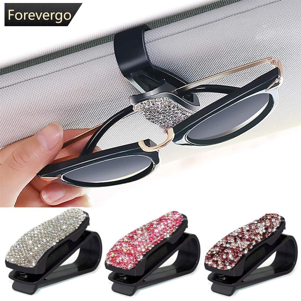 FOREVERGO Clipe De Viseira De Sol Do Carro Suporte Portátil Óculos Strass Decoração Interior Suprimentos O4Q3