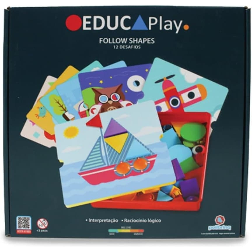 Polibrinq Brinquedo Educativo Follow Shapes 12 Desafios