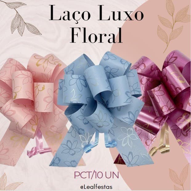 Laço Pronto Para Presente  e Embalagem Laço Luxo Floral  10 unidades Flor Grande