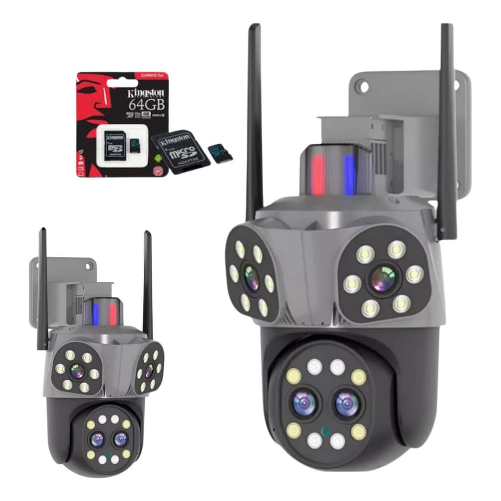 Câmera 4 Lentes colorida Wi-fi 360° Visão Noturna Detecção Movimento