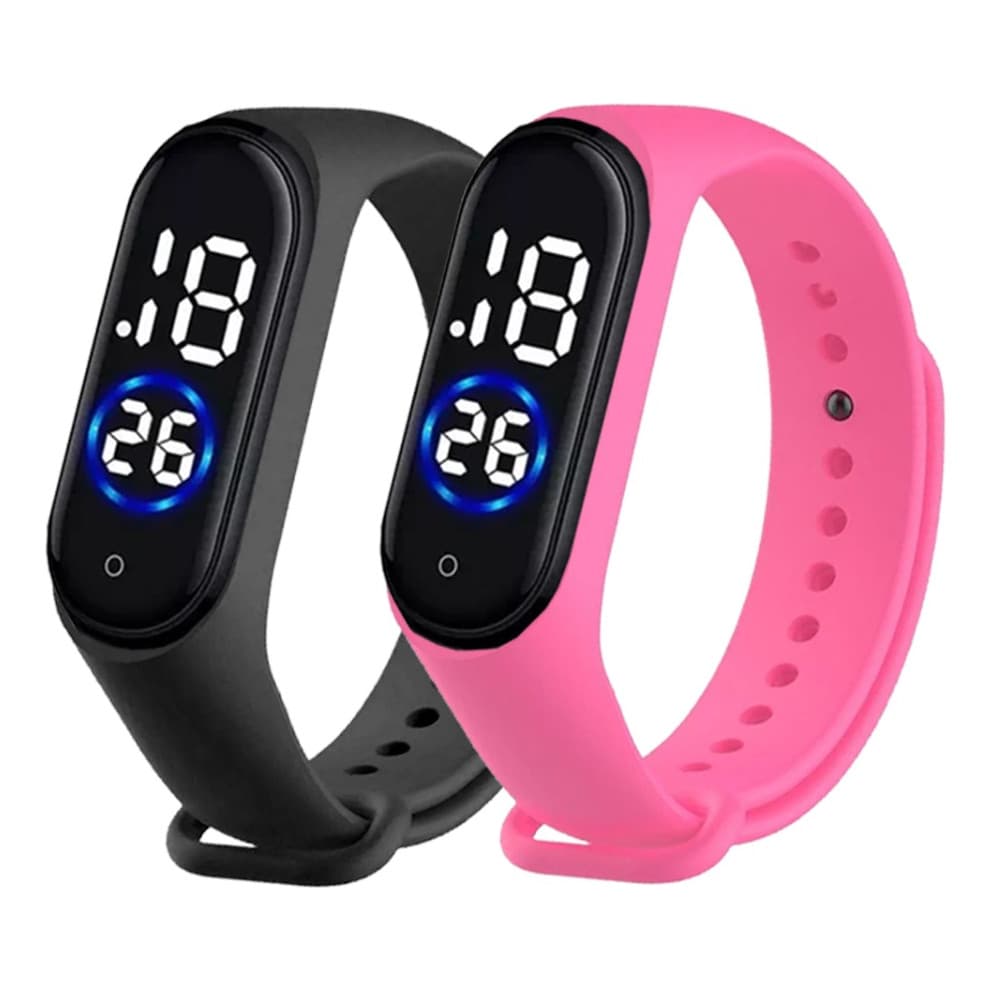 Kit 2 Relógio Digital Led Sport Homem Mulher Crianças Prova D' Água