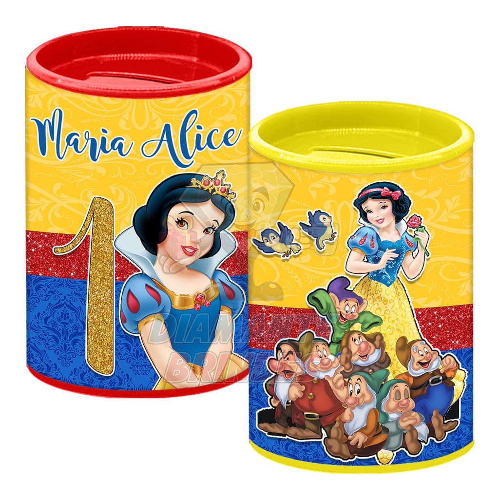 Cofrinho Personalizado Branca de Neve Lembrancinha Aniversário Festa Infantil 7 Anões Cofre Baby