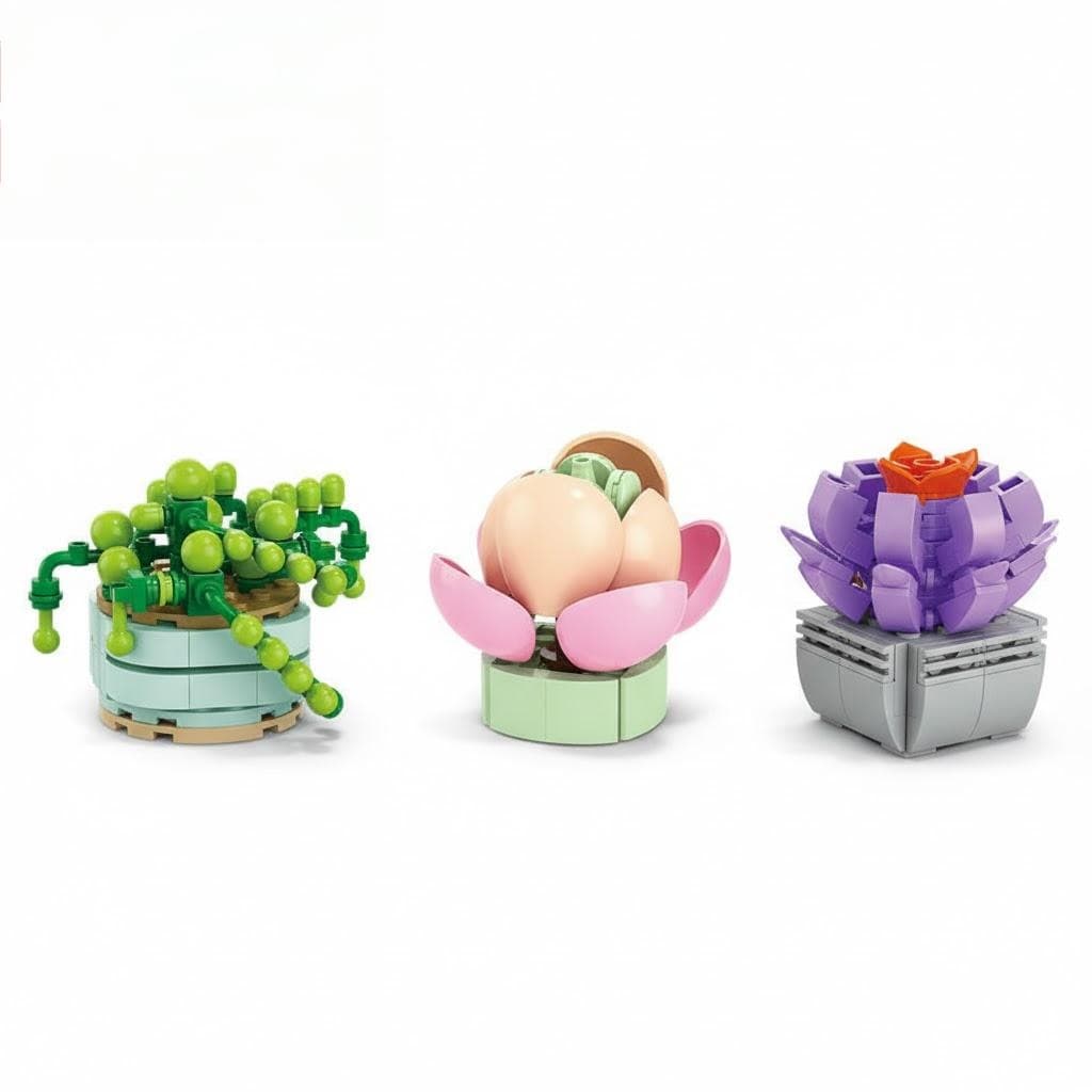 Mini Blocos de Montar Planta e Flor – Decoração Criativa e Estilo Natural 6+