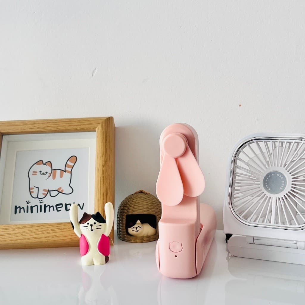 Mini Ventilador Portátil Dobrável Usb Recarregável Power-Bank acompanha cabo tipo C