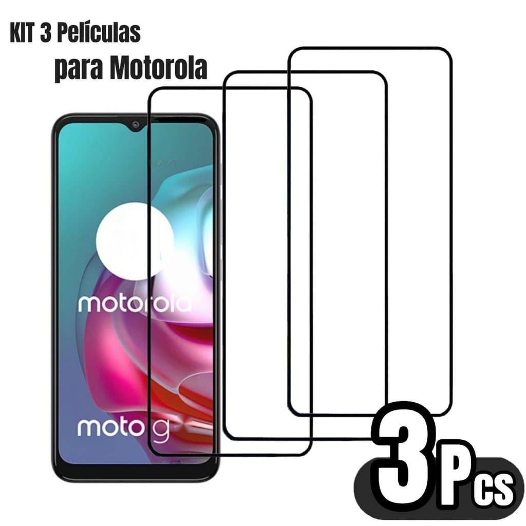Kit 3 Película De Vidro Temperado 3D/9D Para Motorola Moto G10 G20 G30 G52 G82 G54 G64 G15 G35 G55 G75 E14 G56 G86 G05