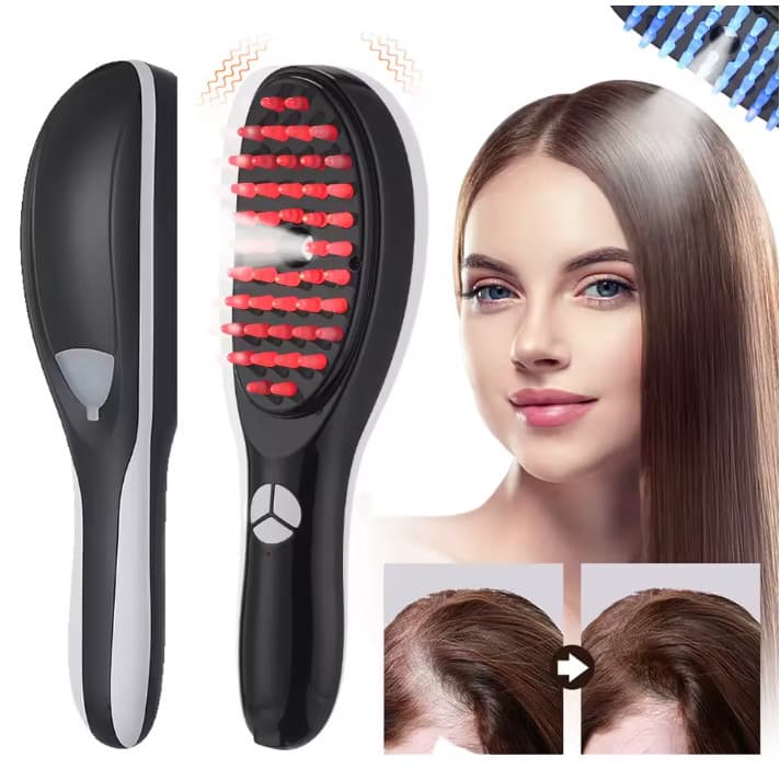 Pente De Massagem Elétrico LED De Couro Cabeludo Cabeça De Escova Líquida Macia Para Aplicador De Crescimento De Cabelo