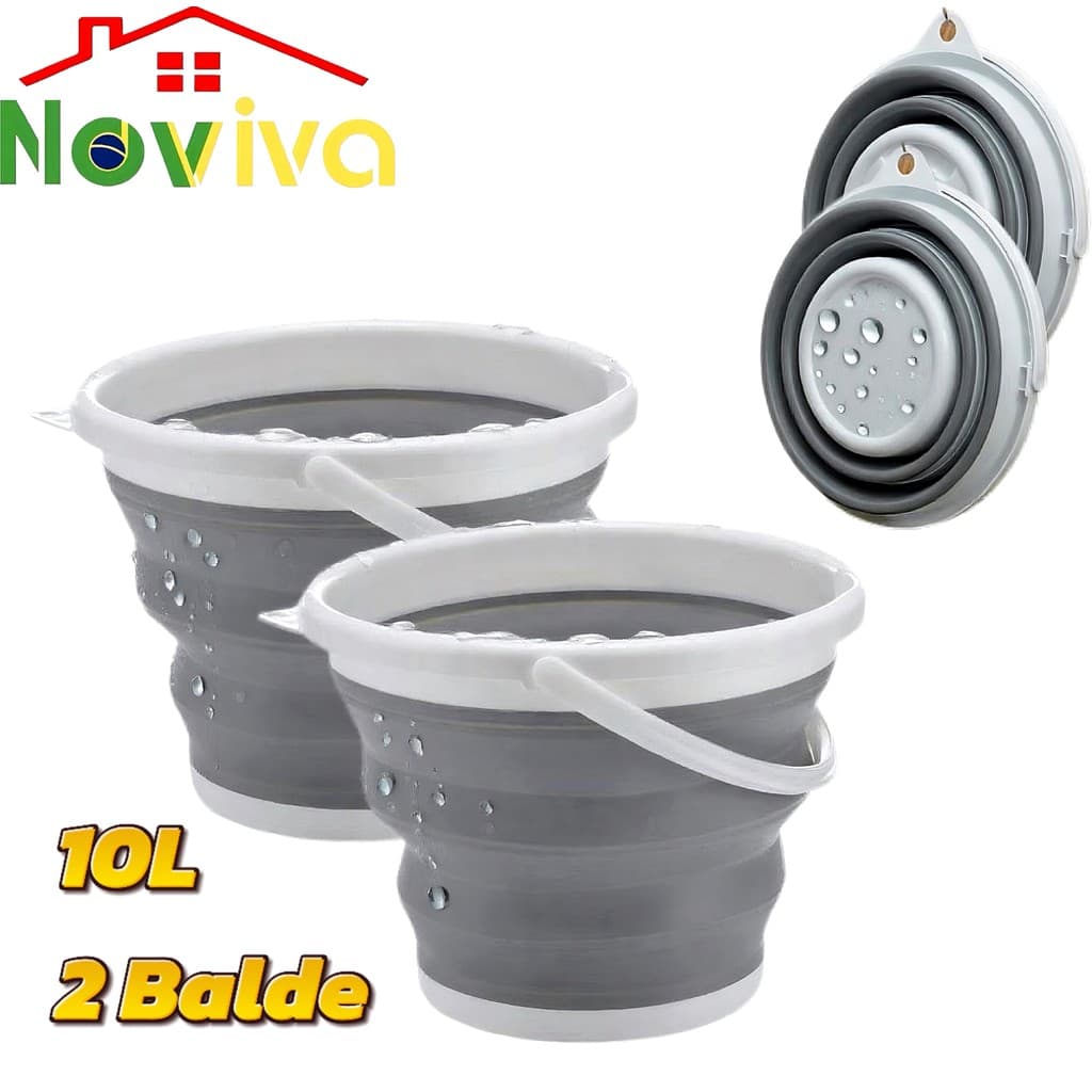 Balde Retrátil Premium dobrável Flexível Silicone-Para Camping, Viagem e Casa |Noviva