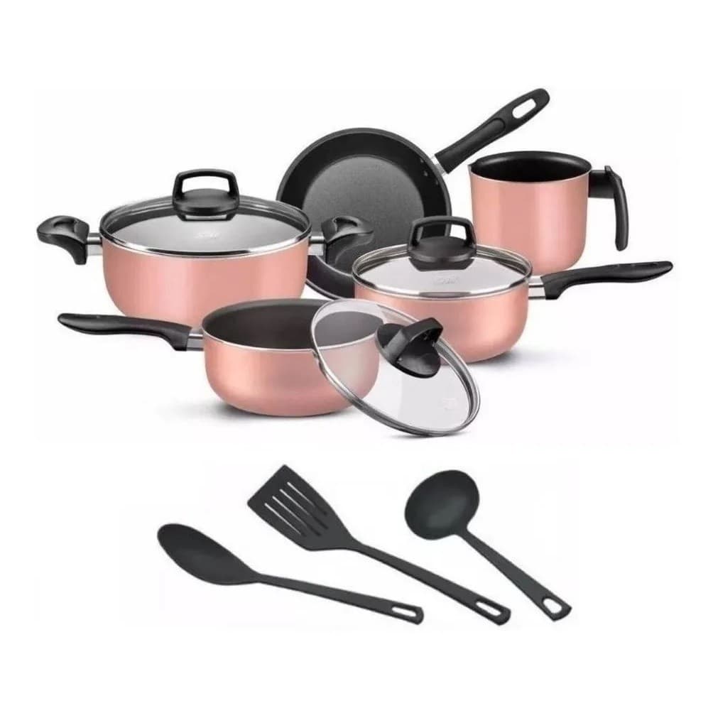 Conjunto de Panelas Rosé com 8 peças Antiaderente de verdade, estilo incrível. Aproveite o frete!