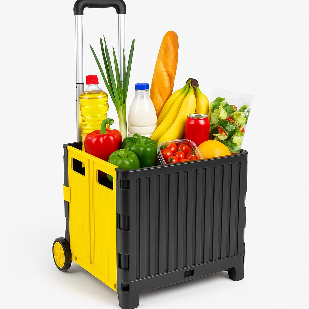 Carrinho Dobrável Multiuso Feira Vira Maleta Resistente 65L