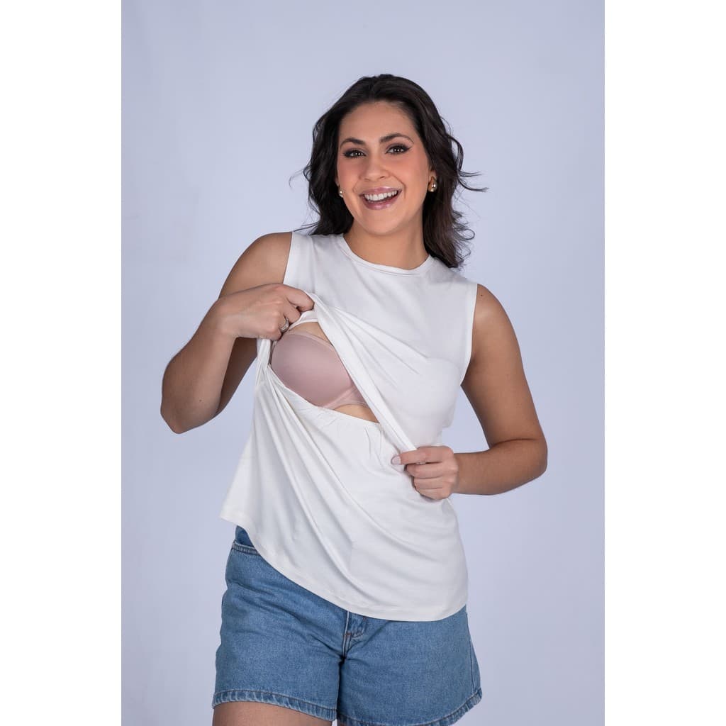 Blusa Amamentação Regata Gestante Com Abertura Prática e Confortável