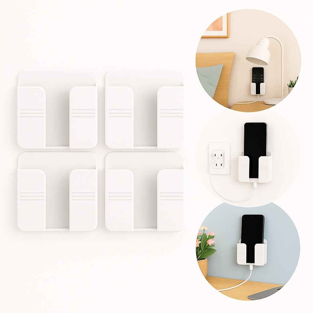 Kit 4 Suporte De Celular Parede Para Carregar Multiuso Branco