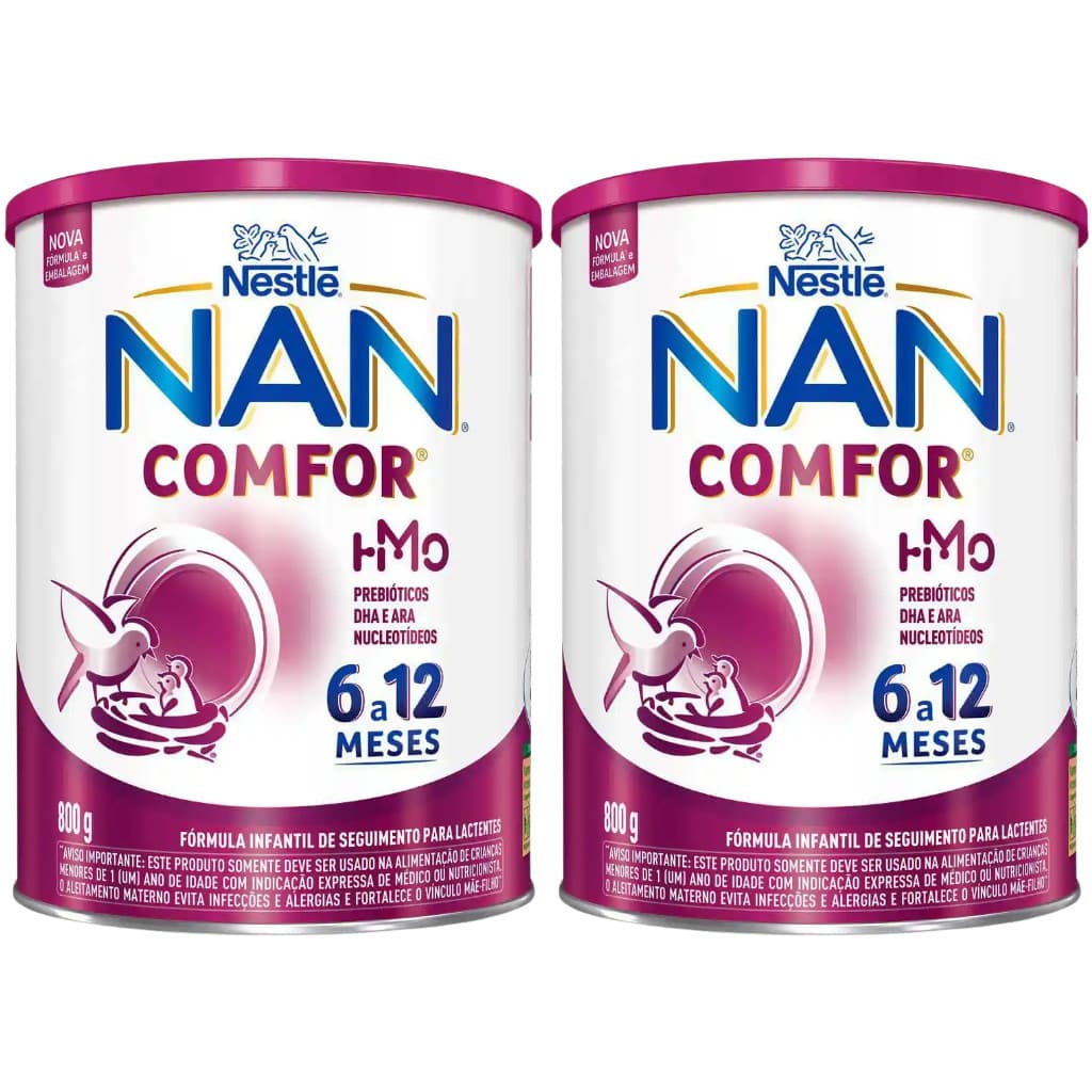 Kit com 02 Nestlé NAN Comfort 2 – Fórmula Infantil de Seguimento – 800g