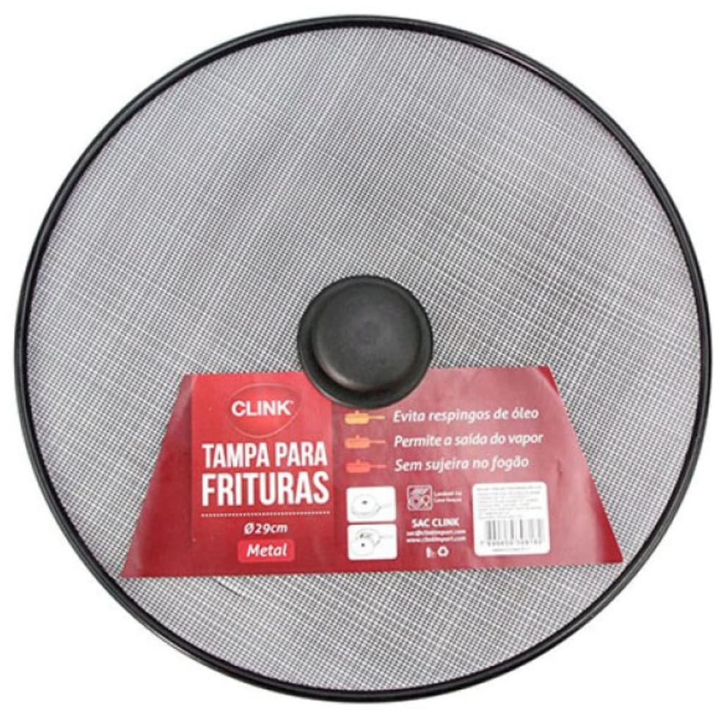Tampa Protetora Fritura 29cm De Metal Com Pegador 