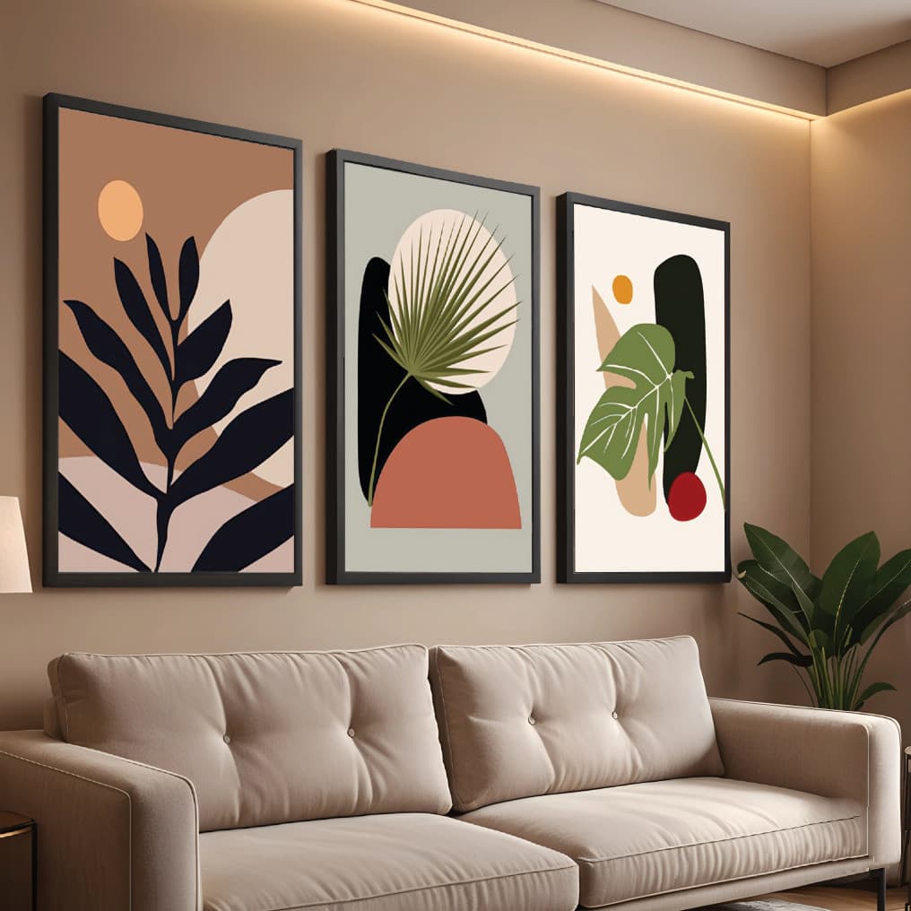 Quadros Decorativos Folhas verdes Folhas Estilo boêmio Sala de estar Quarto Decoração de parede