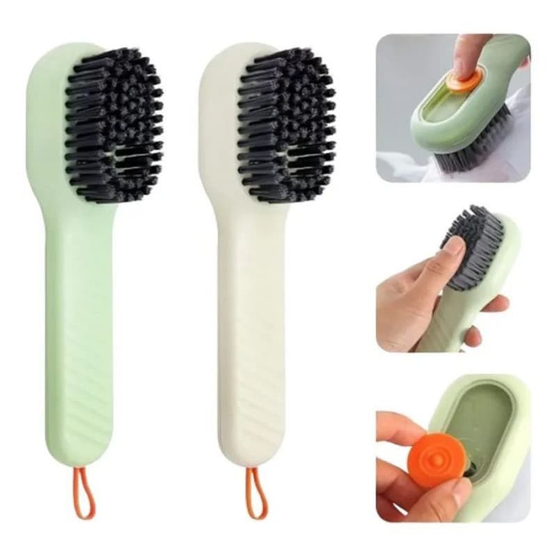 Escova Limpa Sapato Tenis Boné Roupa com Dispenser Reservatorio Sabão Liquido Sabonete