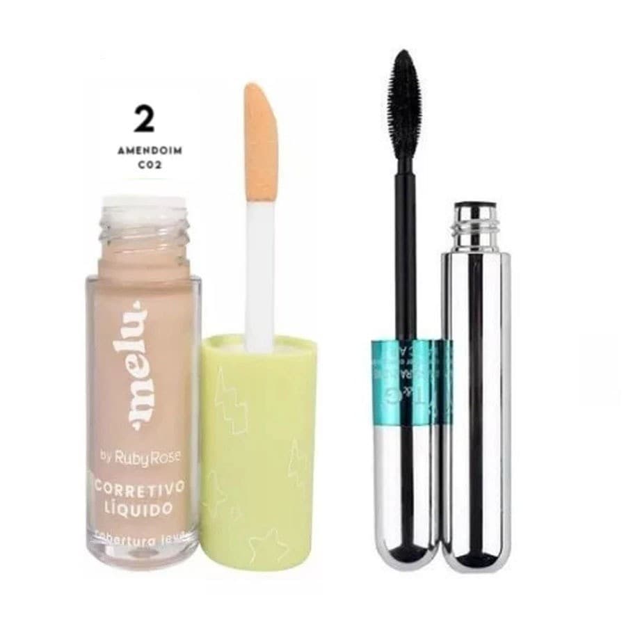 Corretivo Líquido Cobertura Leve Melu Ruby Rose 5ml Maquiagem + Máscara para cílios T&G Tango RÍMEL