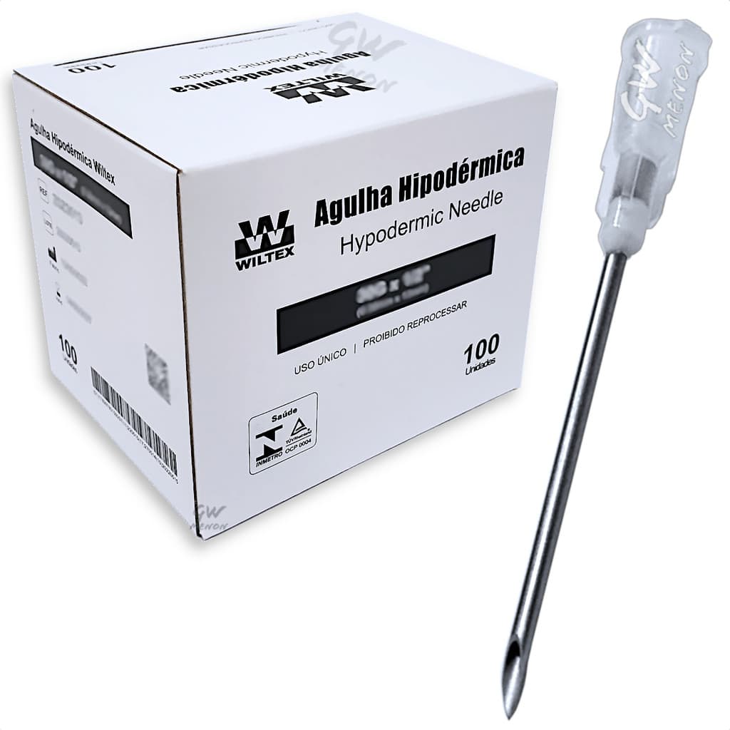 Caixa 100un Agulha Hipodermica 16g Branca 40x1,60mm 40x1,6 Descartável P/ Seringa Rosquear Encaixar