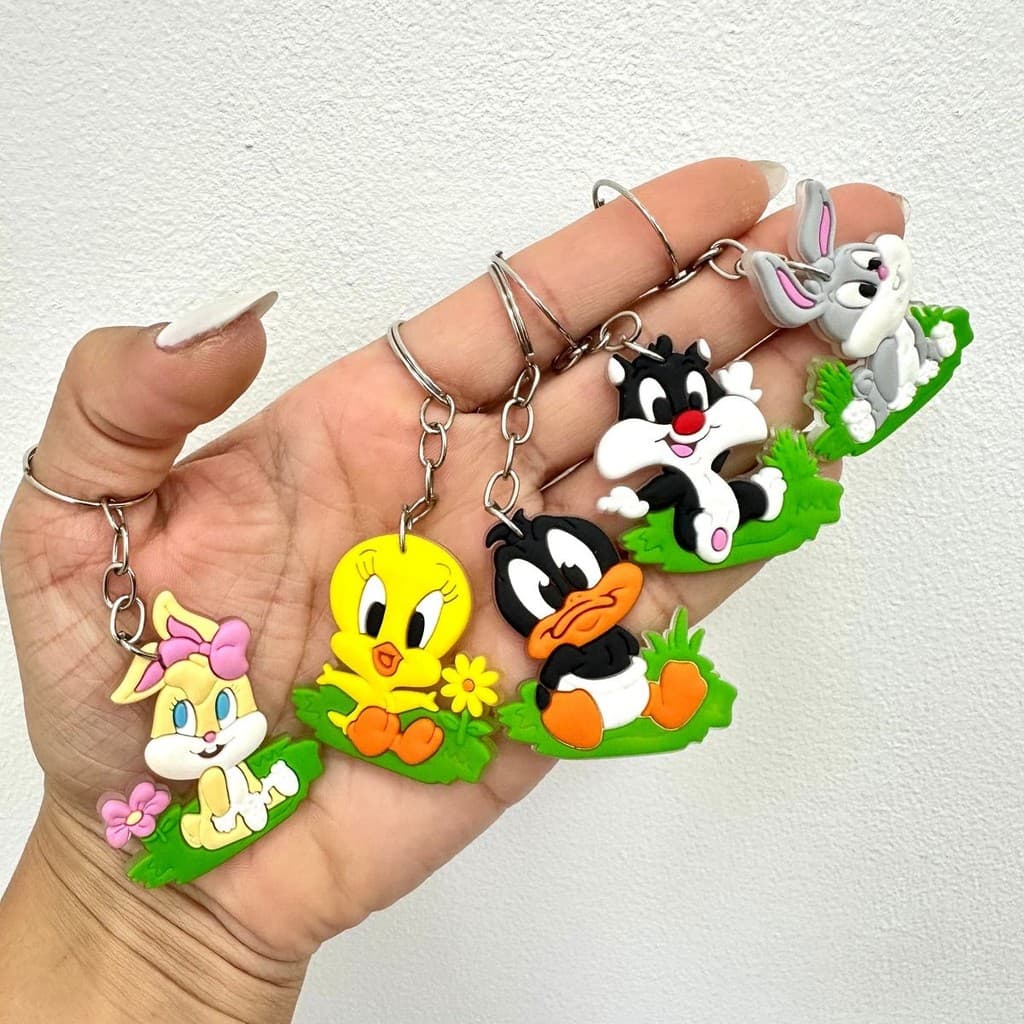 Chaveiro Lembrancinha Baby Looney Tunes kit 10/50 Emborrachado Tema Festa Aniversario
