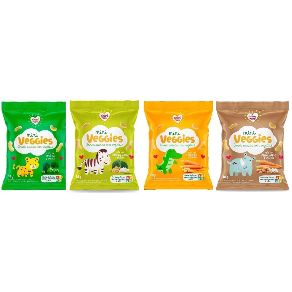 Biscoito Mini Veggies Snack Sortidos Nhami Mami 4un X 18gr