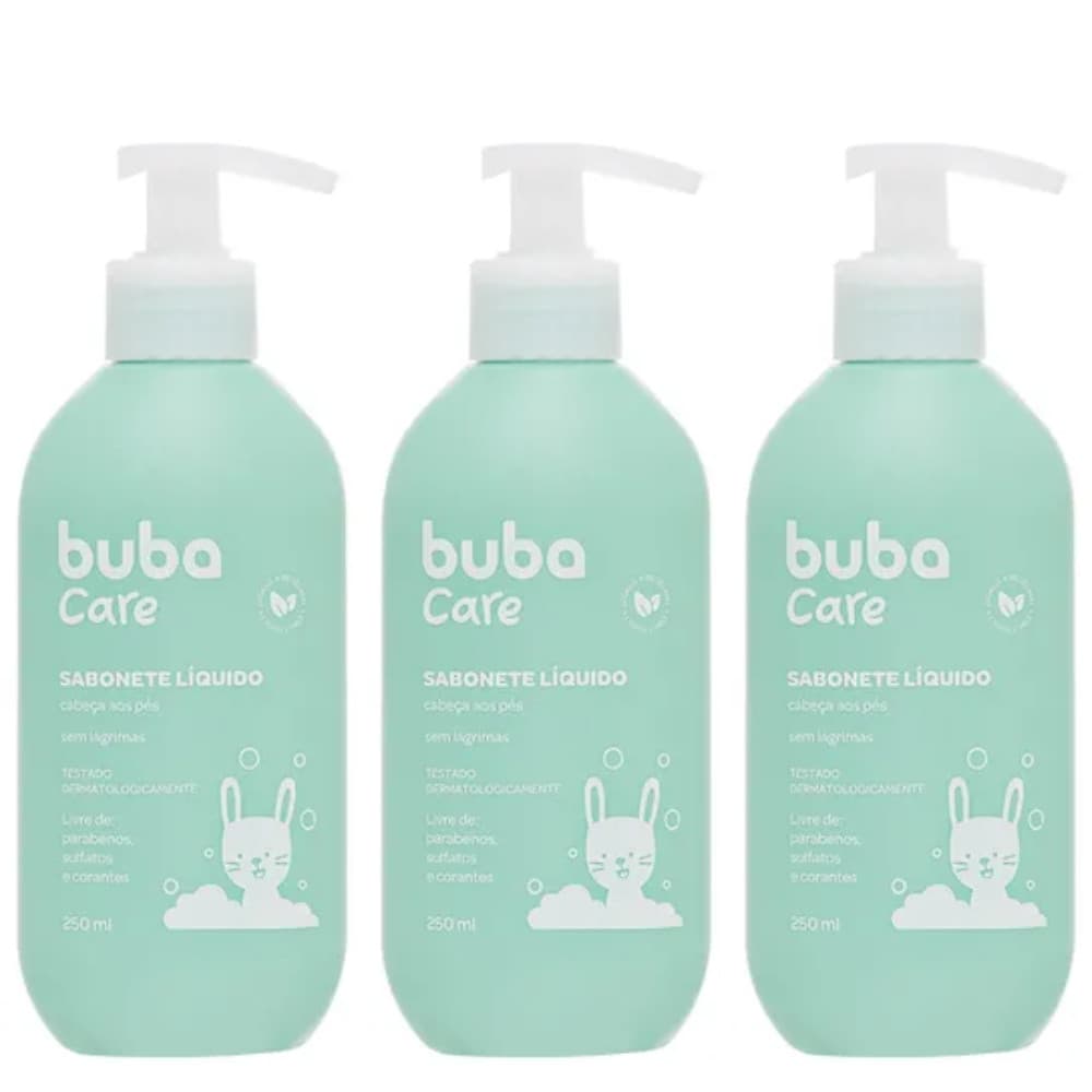 KIT C/ 3UN  SABONETE LIQUIDO INFANTIL - 250ML BUBA CARE