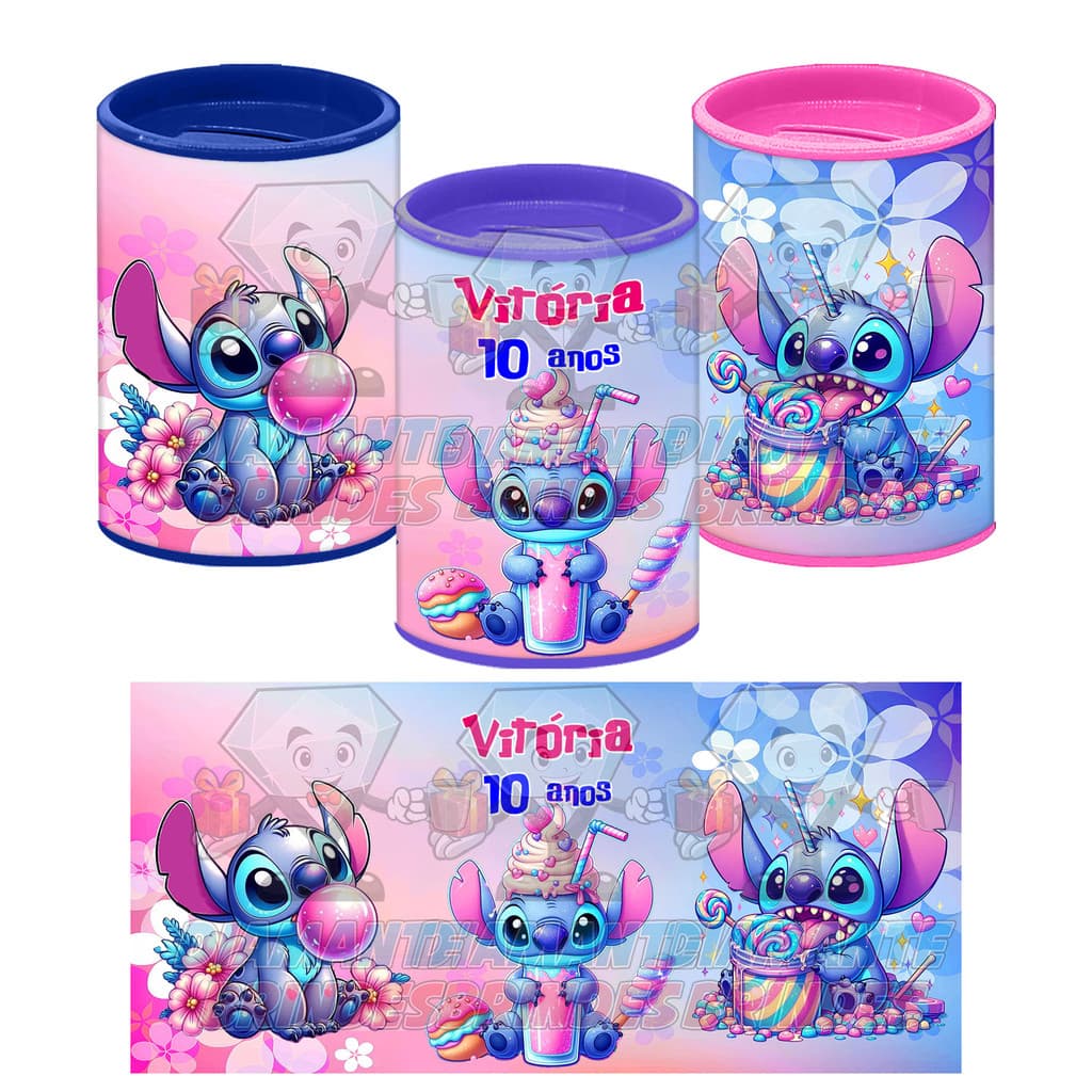 Cofrinho Stitch Lembrancinha Personalizado do Stitch Sorvete Cofre Menina Festa Aniversário Infantil
