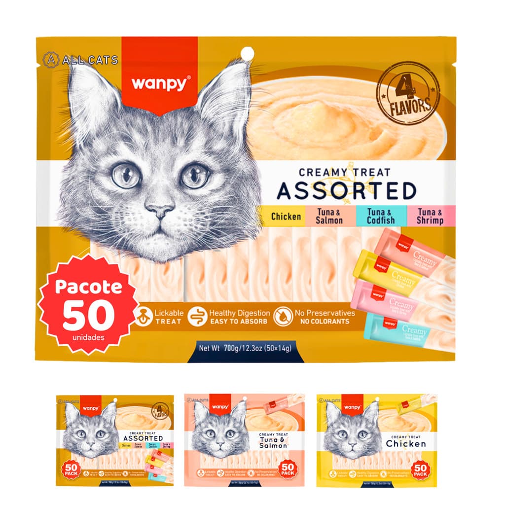 Pacote Econômico Truly Wanpy Petisco Churu 50und Creamy Para Gatos