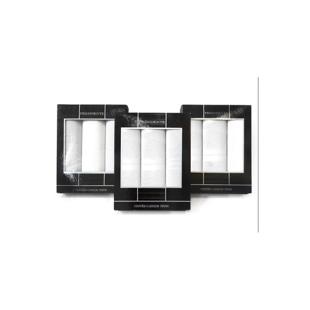 Caixa Com 3 Lenços Presidente Liso Algodão 2720 100% Algodão