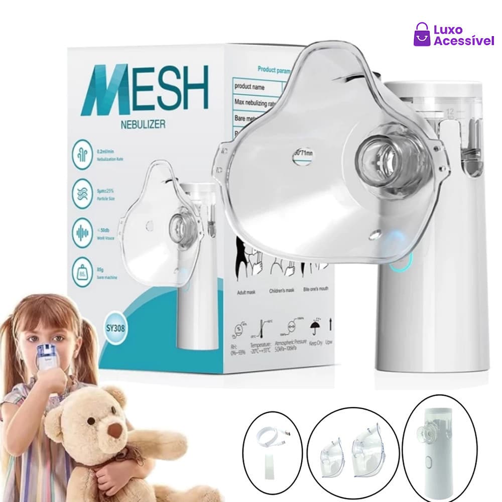 Nebulizador Portátil Silencioso para Adultos e Crianças, Inalador a Jato