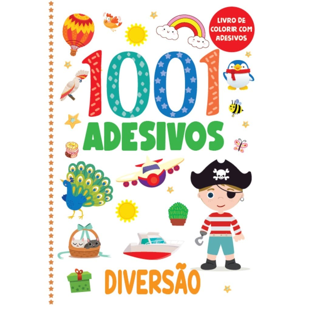 Livro de Colorir com Adesivos - 1001 Adesivos - Diversão