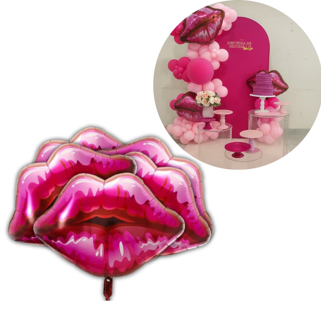 Kit 5 Balões Metalizados Boca Beijo 70cm – Decoração de Festas e Datas Especiais