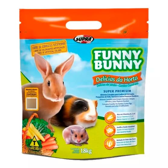 Alimento Funny Bunny Delícias da Horta Ração Coelho Roedores 1,8Kg