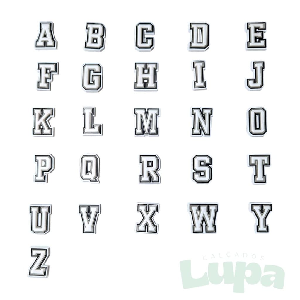 Pins Letras para Crok Babuche Personalizar Sapato Cor Branca