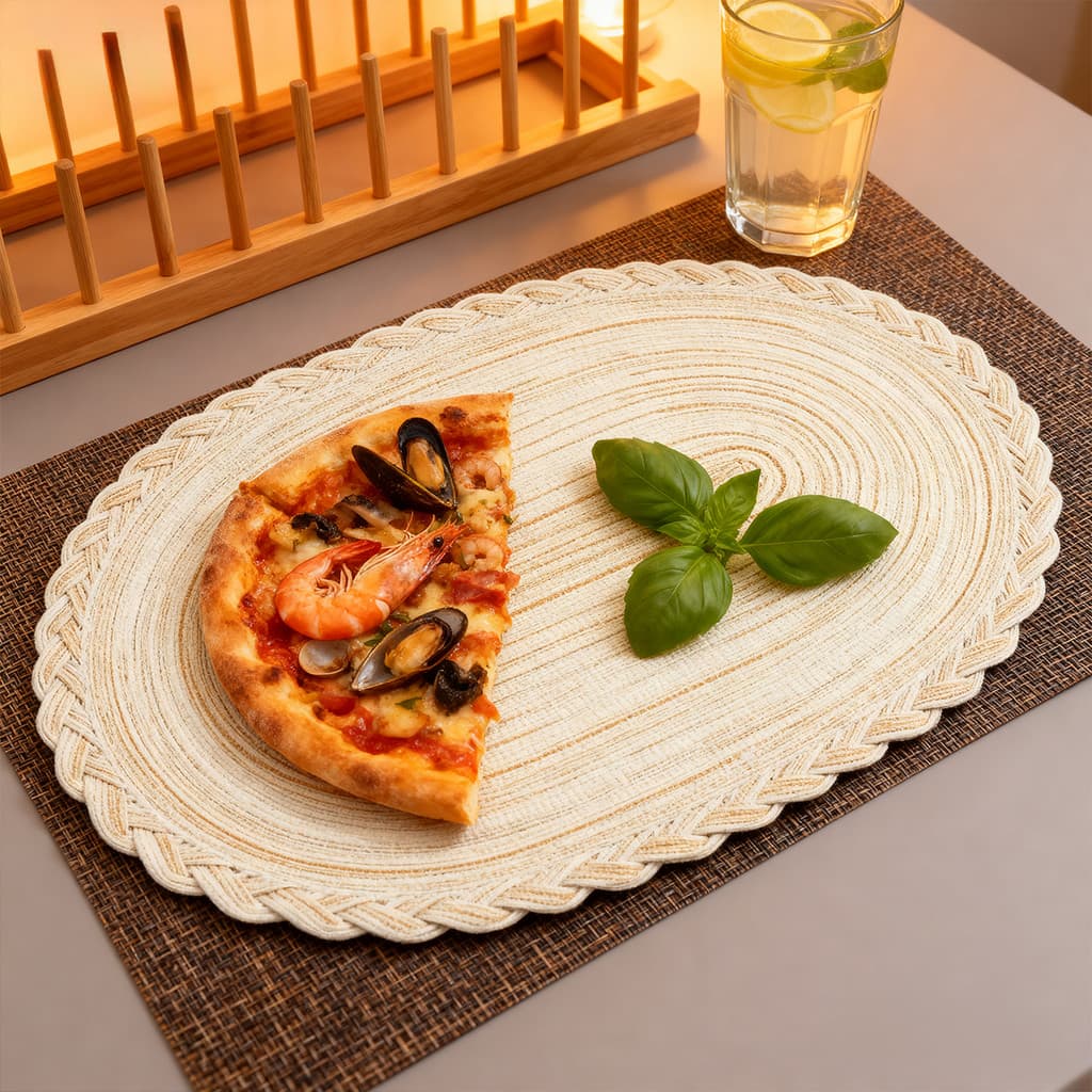 Jogo Americano Kit 4 Peças Mesa Posta Elegante Estilo Europeu Poliéster Bege BB1010