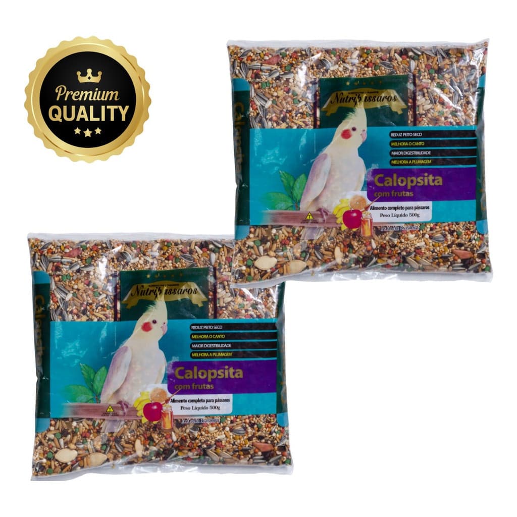 kit 2 un - Ração para Calopsita Extrusado com frutas Nutripássaros 500g
